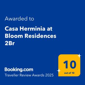 Certifikát, hodnocení, plakát nebo jiný dokument vystavený v ubytování Casa Herminia at Bloom Residences 2Br