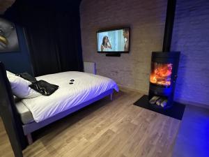 TV a/nebo společenská místnost v ubytování RoomAndX-LoveRoom-Caen-Bayeux