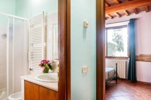 a bathroom with a sink and a mirror at Podere i Sodi in Magliano in Toscana