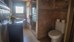 a bathroom with a toilet and a sink at casa vella in Vilaboa +10 photos