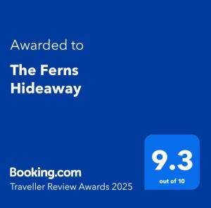 Vottorð, verðlaun, skilti eða annað skjal til sýnis á The Ferns Hideaway