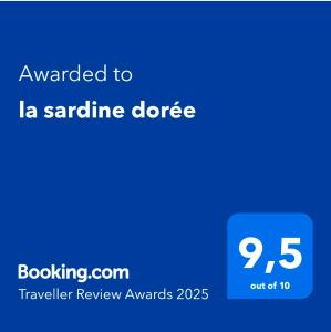 Certifikát, ocenenie alebo iný dokument vystavený v ubytovaní la sardine dorée