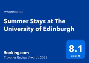 Summer Stays at The University of Edinburgh的证书、奖牌、标识或其他文件