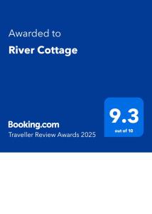 Majutusasutuses River Cottage olev sertifikaat, autasu, silt või muu dokument