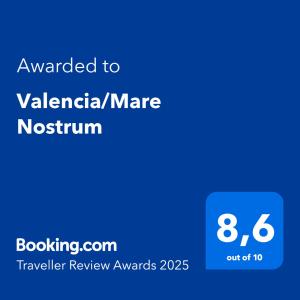 Certifikát, ocenenie alebo iný dokument vystavený v ubytovaní Valencia/Mare Nostrum