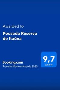 Sijil, anugerah, tanda atau dokumen lain yang dipamerkan di Pousada Reserva de Itaúna