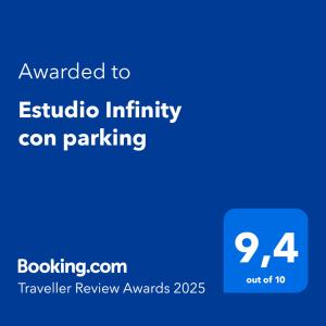 Certifikát, hodnocení, plakát nebo jiný dokument vystavený v ubytování Estudio Infinity con parking