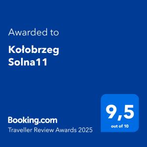 Certifikát, ocenenie alebo iný dokument vystavený v ubytovaní Kołobrzeg Solna11
