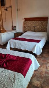 Postel nebo postele na pokoji v ubytování Hotel Leyenda del Tepozteco