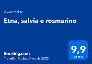 Etna, salvia e rosmarino tanúsítványa, márkajelzése vagy díja