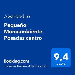 Pequeño Monoambiente Posadas centro的证书、奖牌、标识或其他文件