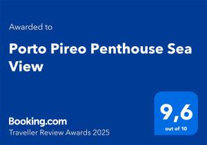 Certifikát, hodnocení, plakát nebo jiný dokument vystavený v ubytování Porto Pireo Penthouse Sea View