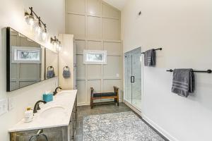a bathroom with a sink and a shower at Fish, Boat and Unwind Old Hickory Lake Retreat in Nonaville +23 photos