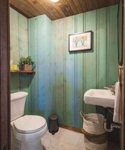 a bathroom with a toilet and a sink at Stay at Little River in Gloucester +11 photos
