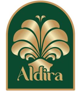 a green and gold sign with an alfina logo at ALDIRA Studio Arena Nationala in Bucharest +37 photos