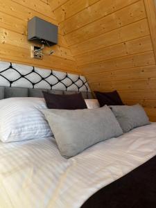 Ένα ή περισσότερα κρεβάτια σε δωμάτιο στο SZAŁAS CHALET NA WIYRCHU Gospodarstwo Agroturystyczne Baciary