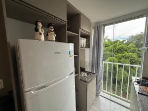 Η κουζίνα ή μικρή κουζίνα στο Flat completo e confortável