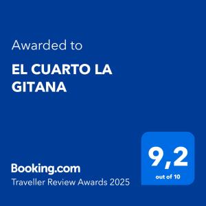 Certifikát, ocenenie alebo iný dokument vystavený v ubytovaní EL CUARTO LA GITANA