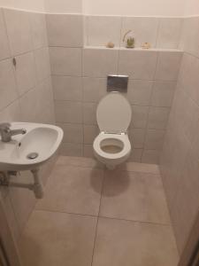 a bathroom with a toilet and a sink at Hotel Kaukaz in Kraków
