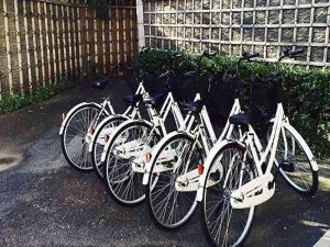 佐賀市にあるRyokan Akebono - Vacation STAY 95569vの柵の横に停められた白自転車