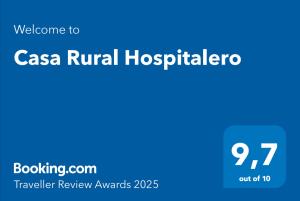 Casa Rural Hospitalero tanúsítványa, márkajelzése vagy díja