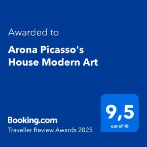 a blue sign with the words amazon pizzas house modern art at Arona Picasso's House Modern Art in Arona +24 photos