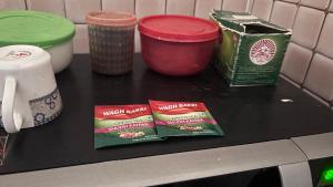 a counter with two packets of what appears to be marshmallows at Mavi stays in Chhatikara +11 photos