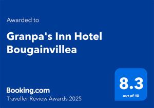 a screenshot of a cell phone with the words grandpas inn hotel boulez at Granpa's Inn Hotel Bougainvillea in Anjuna