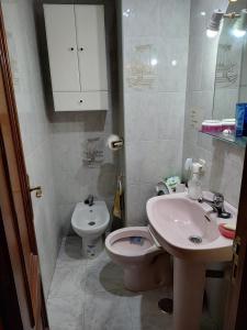 a small bathroom with a toilet and a sink at Habitacion Alameda de Osuna Madrid Aeropuerto in Madrid