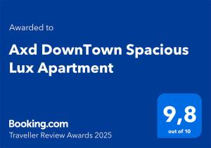 Certifikát, ocenenie alebo iný dokument vystavený v ubytovaní Axd DownTown Spacious Lux Apartment