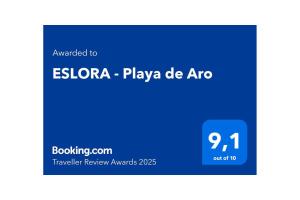 Certifikát, ocenenie alebo iný dokument vystavený v ubytovaní ESLORA - Playa de Aro