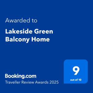 Certifikát, hodnocení, plakát nebo jiný dokument vystavený v ubytování Lakeside Green Balcony Home