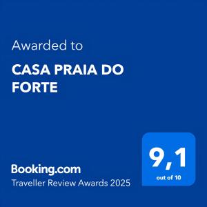 a screenshot of a cell phone with the text awarded to csa praia do at CASA PRAIA DO FORTE in Mata de Sao Joao