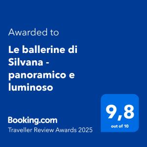 Certifikát, hodnocení, plakát nebo jiný dokument vystavený v ubytování Le ballerine di Silvana - panoramico e luminoso