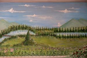 a painting of a golf course with trees and a lake at Elegantis Monti Suite Apartment in Rome