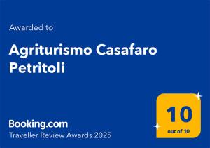 Certifikát, ocenenie alebo iný dokument vystavený v ubytovaní Agriturismo Casafaro Petritoli