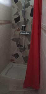a bathroom with a shower with a tub at Appartement au cœur de jambette in Saint-Joseph