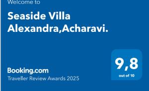 Seaside Villa Alexandra,Acharavi. tanúsítványa, márkajelzése vagy díja