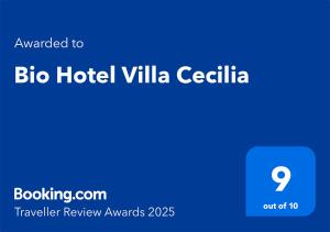 Certifikát, hodnocení, plakát nebo jiný dokument vystavený v ubytování Bio Hotel Villa Cecilia