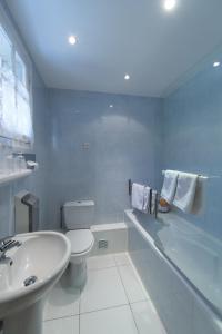 楓丹白露的住宿－卡普多爾酒店，白色的浴室设有卫生间和水槽。