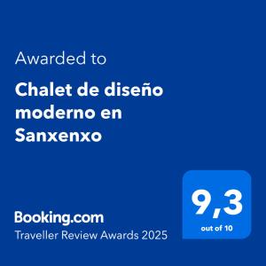 Certifikát, ocenenie alebo iný dokument vystavený v ubytovaní Chalet de diseño moderno en Sanxenxo