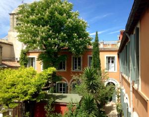 an old building with a tree in front of it at Belle suite au coeur de ville ,petit déjeuner, jardin et bassin in Montpellier