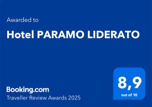 Certifikát, hodnocení, plakát nebo jiný dokument vystavený v ubytování Hotel PARAMO LIDERATO