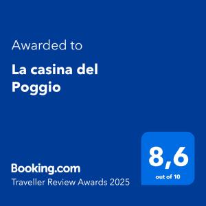 La casina del Poggio tanúsítványa, márkajelzése vagy díja
