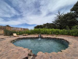 圣佩德罗·德·阿塔卡马卡瓦尼亚斯拉拉什假日公园的庭院里的小水池和喷泉