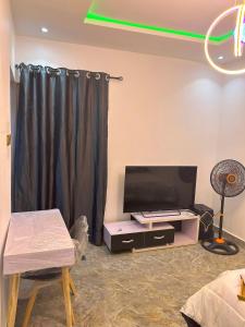 TV a/nebo společenská místnost v ubytování Pryme Apartment