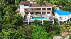 an aerial view of a house with a swimming pool at 8 Bedroom Monkey Villa Room 202 in Koh Samui 