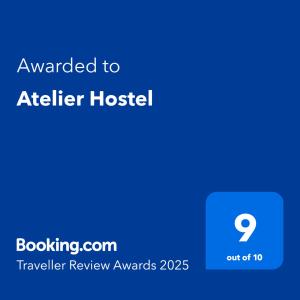 Certifikát, ocenenie alebo iný dokument vystavený v ubytovaní Atelier Hostel