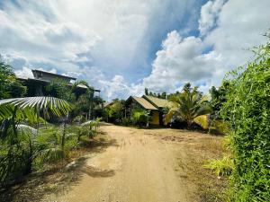 a dirt road in front of a house at Ceylon Safari Cottage in Udawalawe