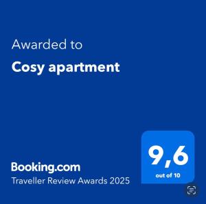 Certifikát, hodnocení, plakát nebo jiný dokument vystavený v ubytování Cosy apartment